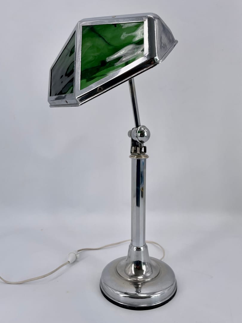 Table lamp Pirouett large model living room opaline and green glass 1938