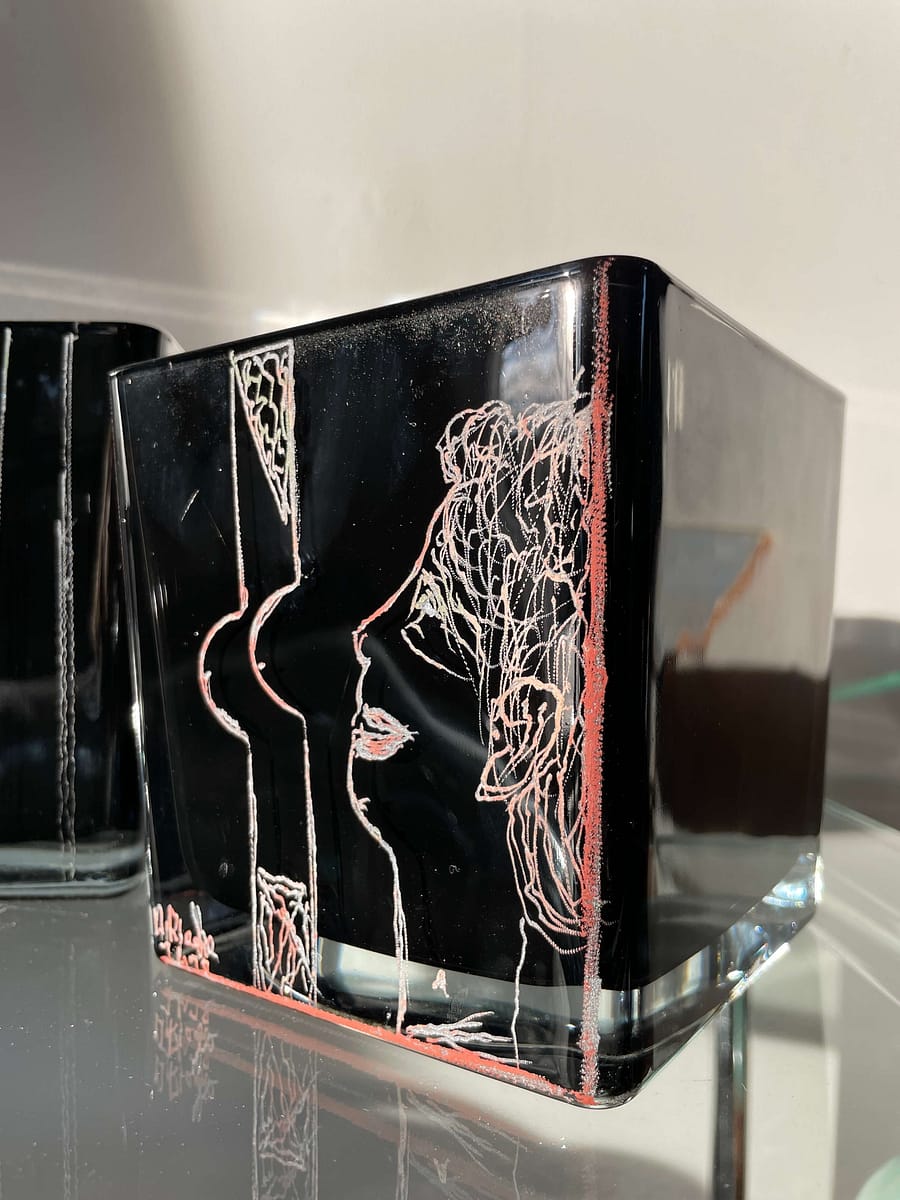 9 black opaline riecke glass vase la coupole man and woman