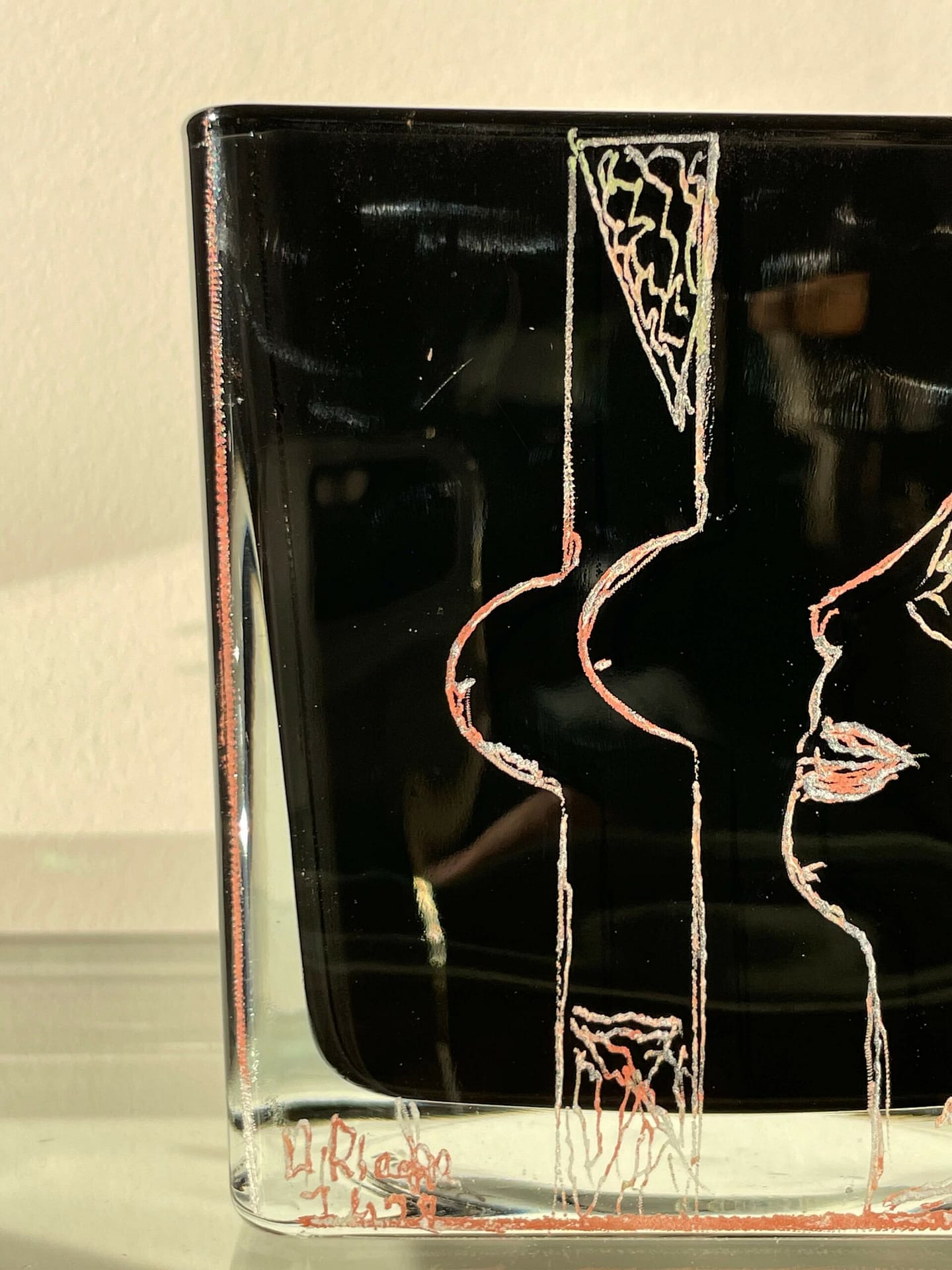 6 black opaline riecke glass vase la coupole man and woman