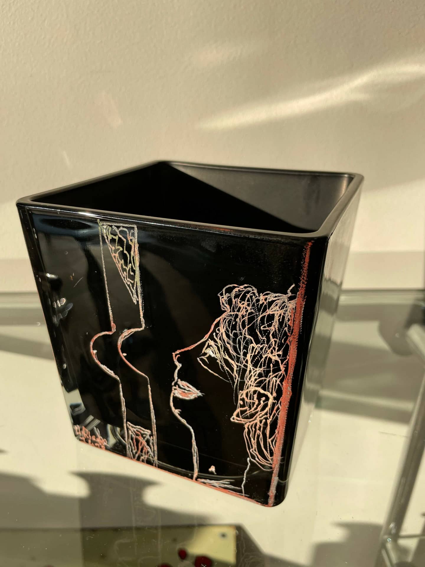 8 black opaline riecke glass vase la coupole man and woman