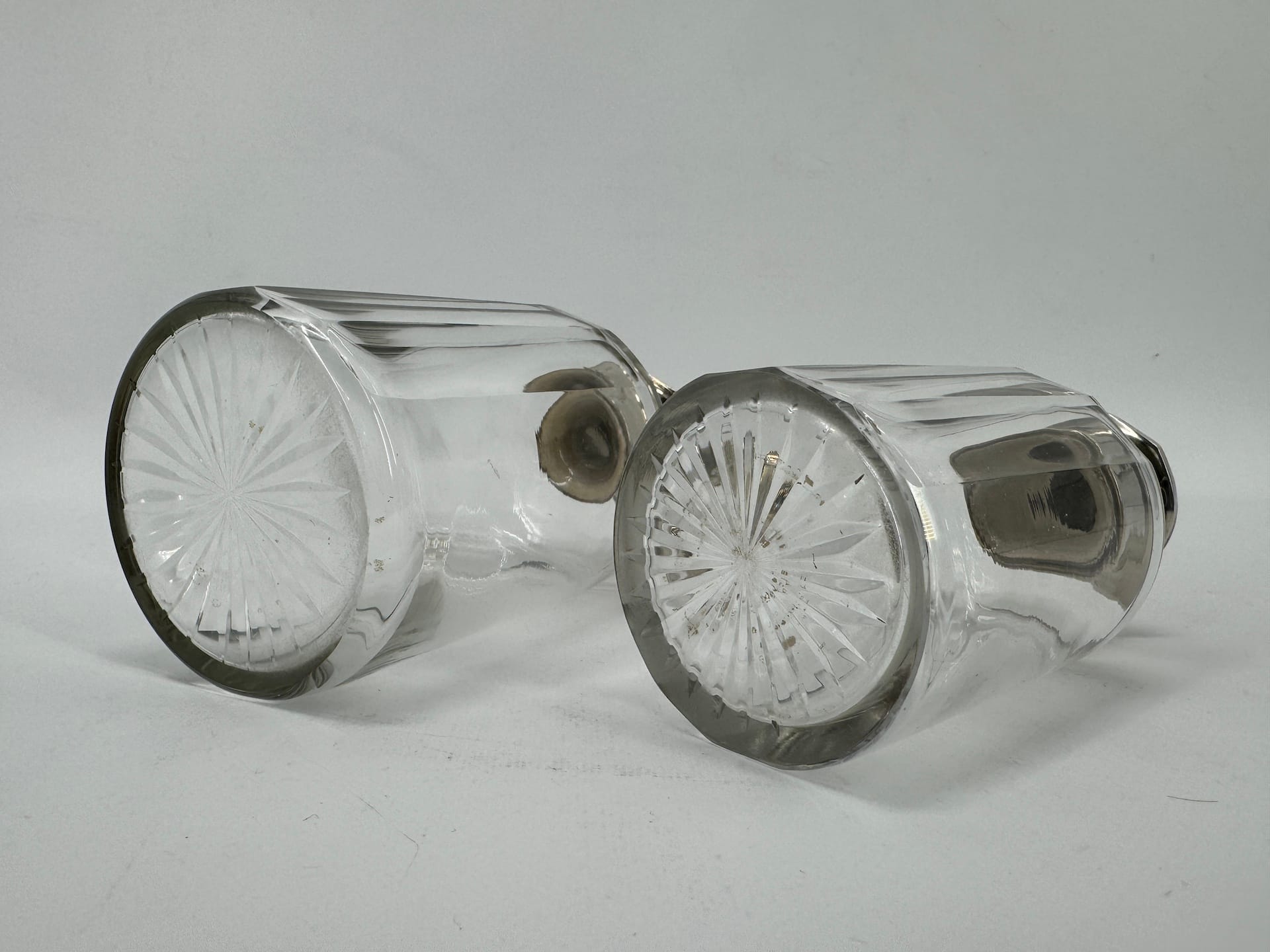 2 flacon de parfum gallia 1920 cristal métal argenté