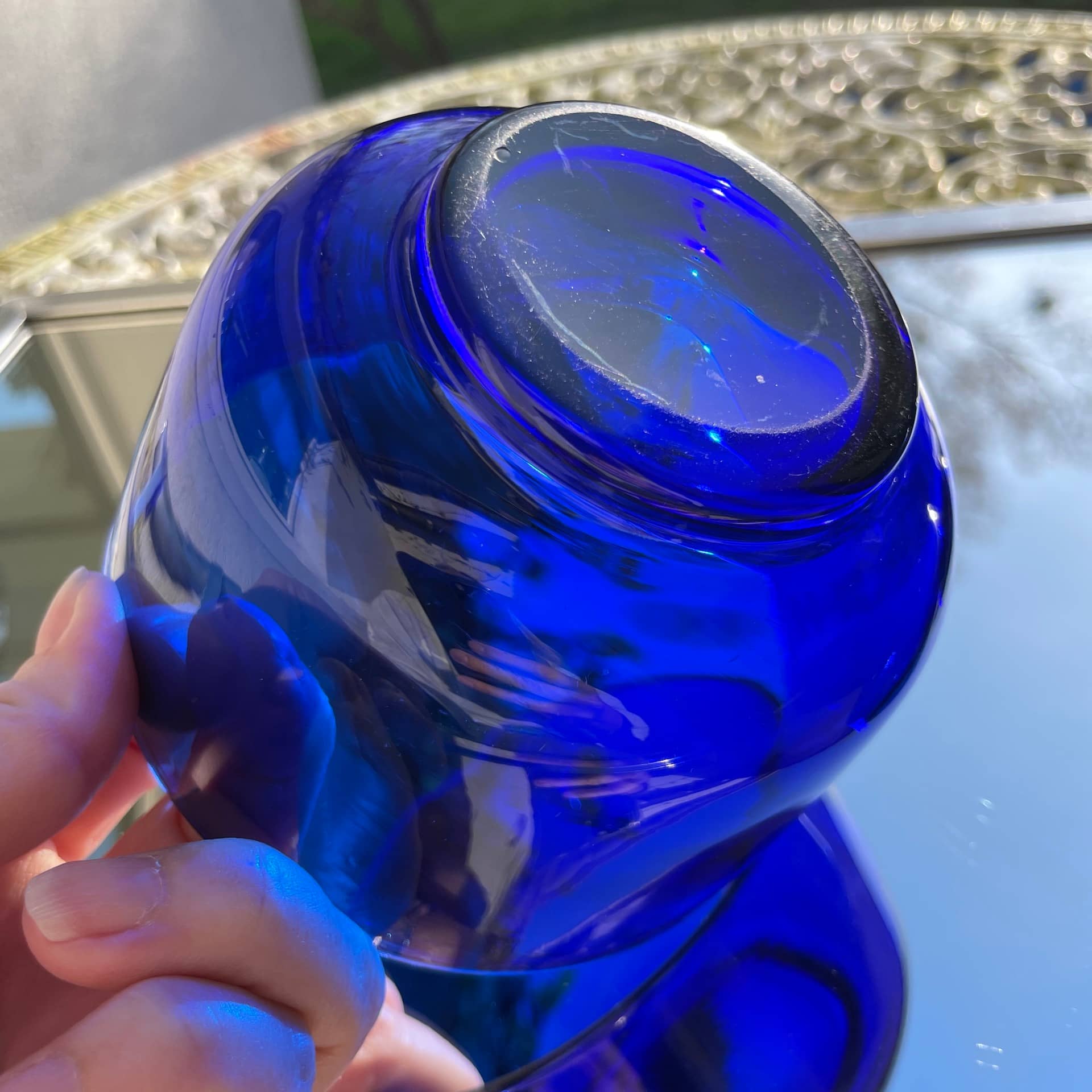 XIXth century baccarat cobalt blue cristal bowl paris
