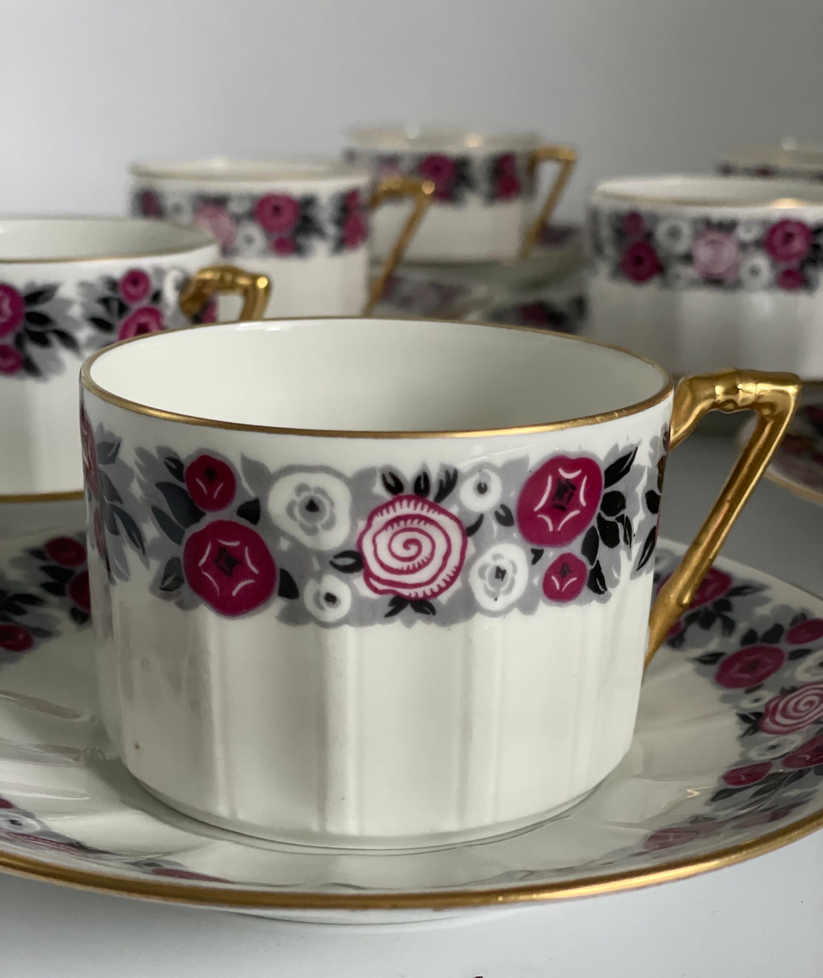 Art deco Limoges porcelain 1925 tea coffee cups
