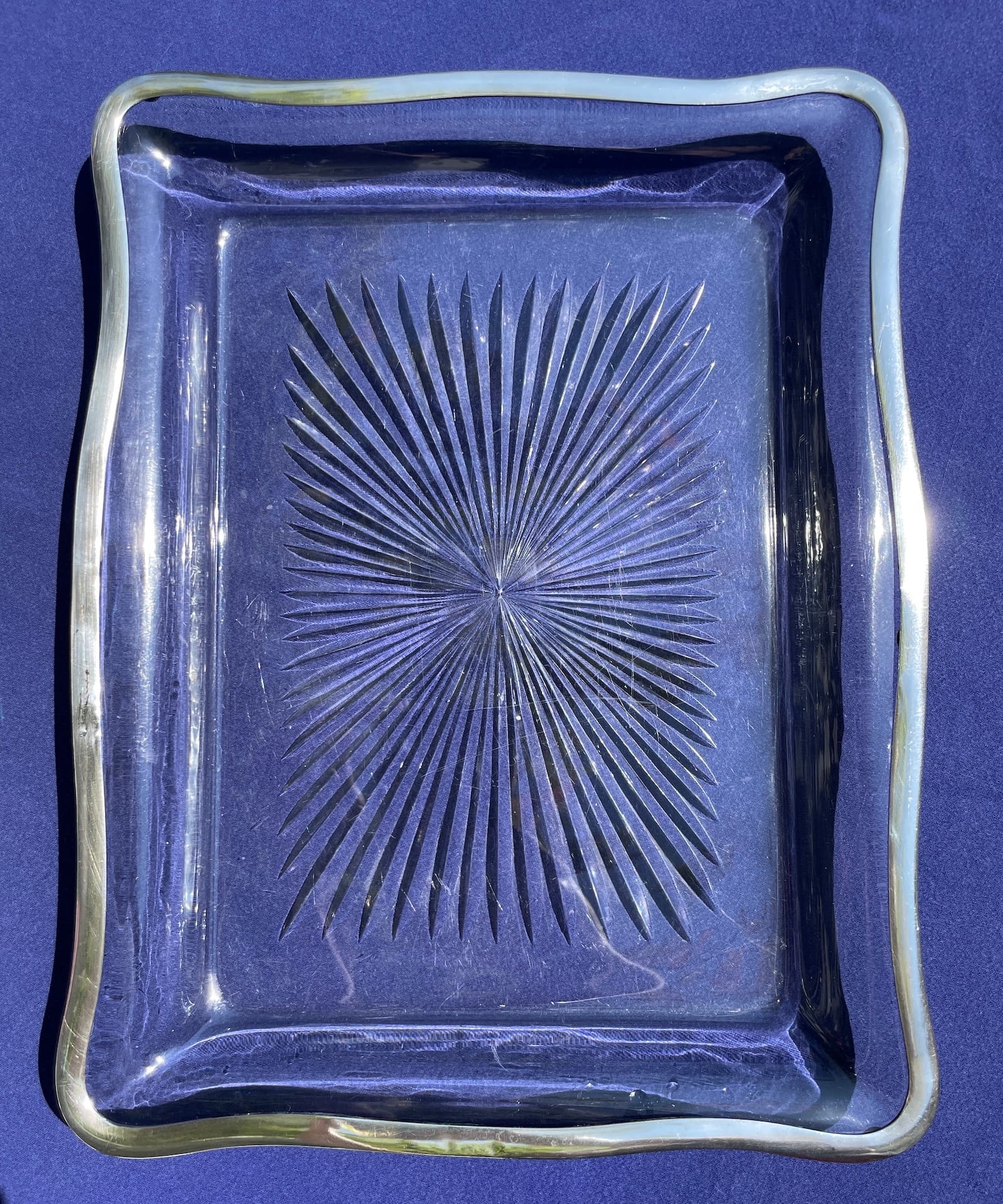 french baccarat crystal silver tray